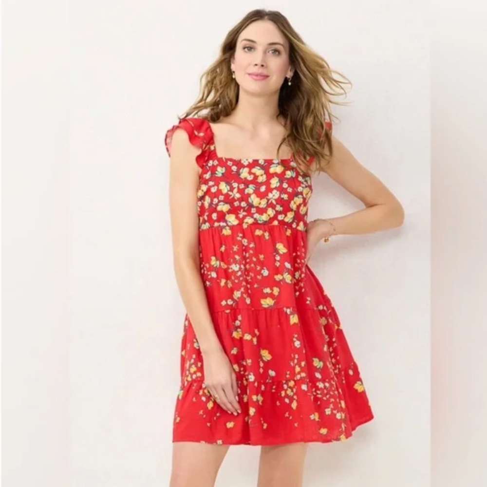Lauren Conrad Red midi dress with bow tie back